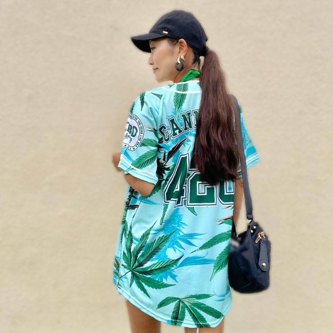 [￥2,620 OFF] Baseball shirts | Set of 2: Cool (hemp leaf pattern) and Passion (Aloha-style hemp pattern) - Men's/Women's