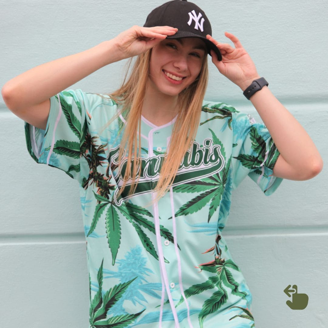 [￥2,620 OFF] Baseball shirts | Set of 2: Cool (hemp leaf pattern) and Passion (Aloha-style hemp pattern) - Men's/Women's