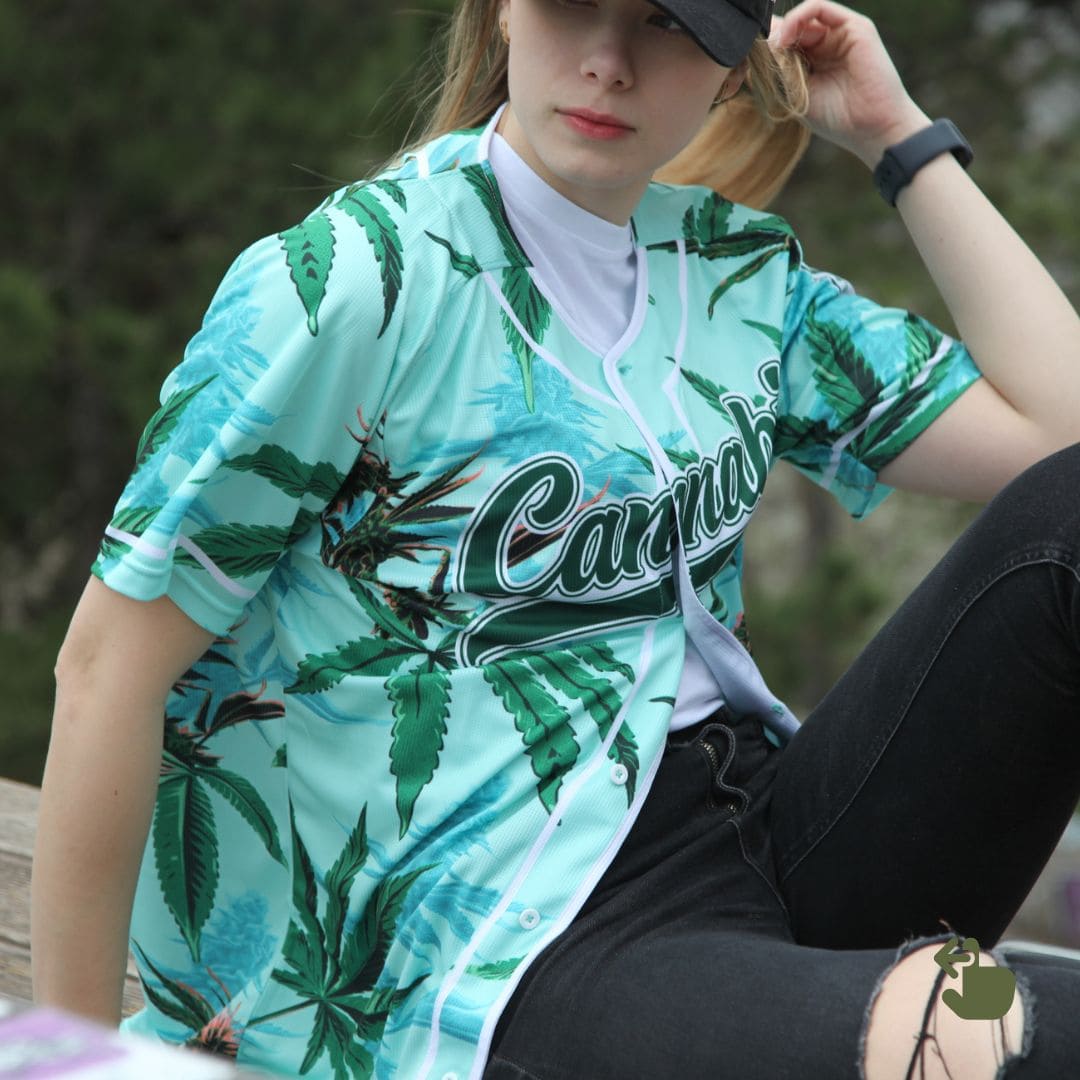 [￥2,620 OFF] Baseball shirts | Set of 2: Cool (hemp leaf pattern) and Passion (Aloha-style hemp pattern) - Men's/Women's