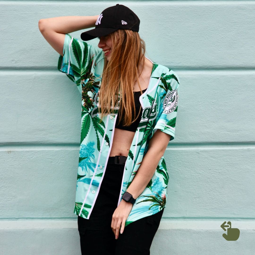 [￥2,620 OFF] Baseball shirts | Set of 2: Cool (hemp leaf pattern) and Passion (Aloha-style hemp pattern) - Men's/Women's