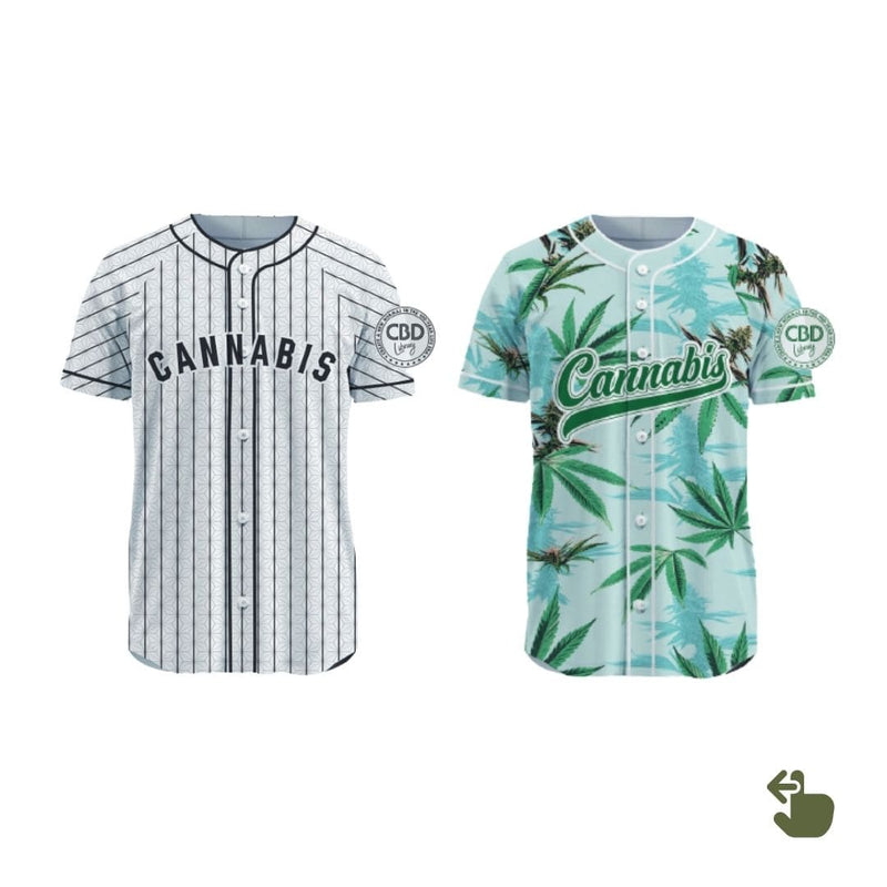 [￥2,620 OFF] Baseball shirts | Set of 2: Cool (hemp leaf pattern) and Passion (Aloha-style hemp pattern) - Men's/Women's